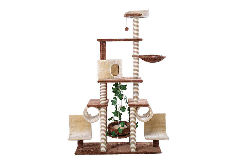 Plaat/Bont Materiële Moderne Kattenboom, de Toren van de Kattenkras Luxueus met Schommeling leverancier
